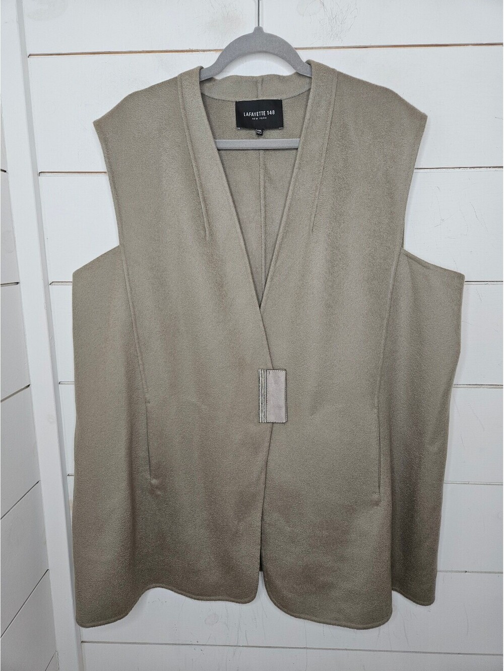 Lafayette 148 New York XXL greyish tan long 100% cashmere vest